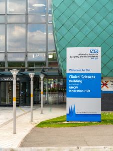 UHCW University Hospitals Coventry and Warwickshire NHS Trust signage