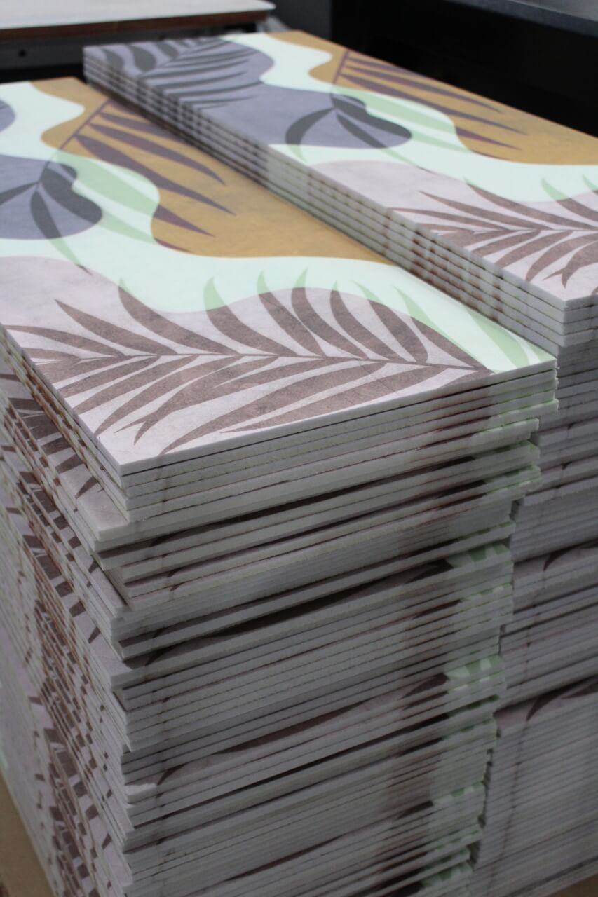 Pin boards arranged with printed graphics