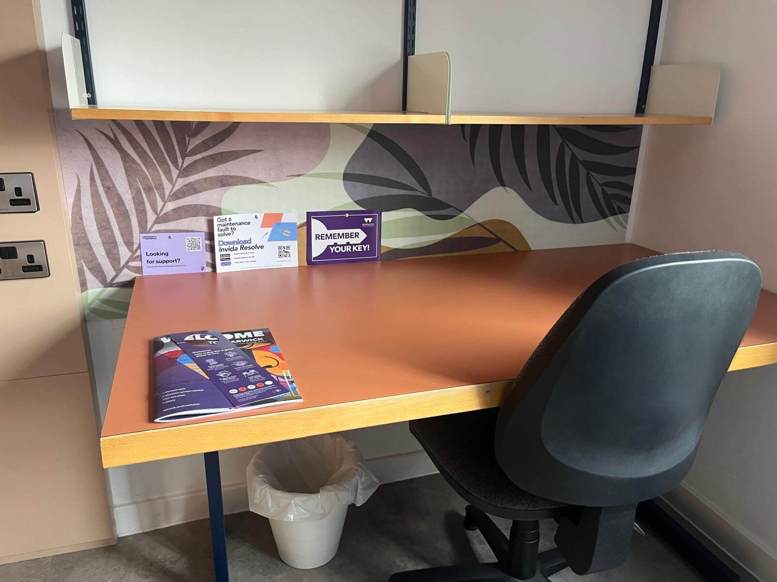 Workshop area with printed materials